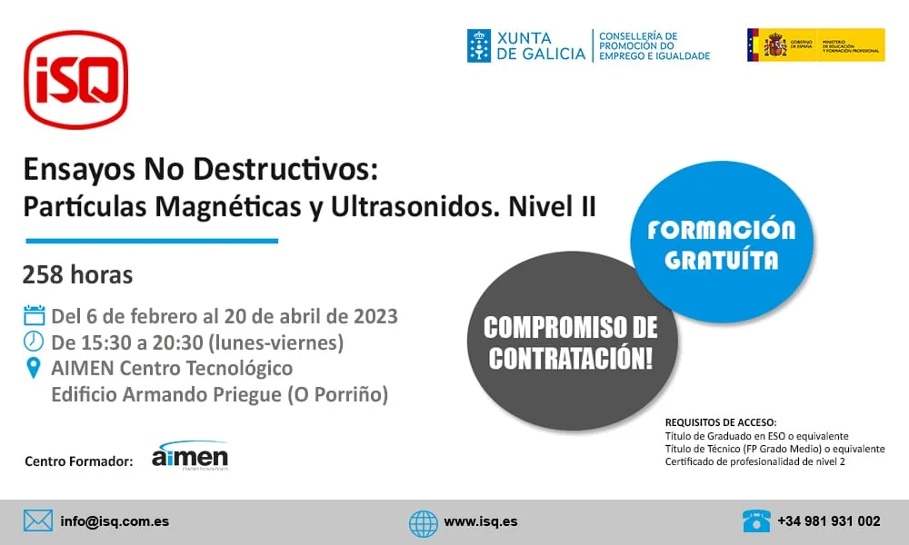 Curso Ensayos No Destructivos – 6 de febrero al 20 de abril 2023 – formación gratuita